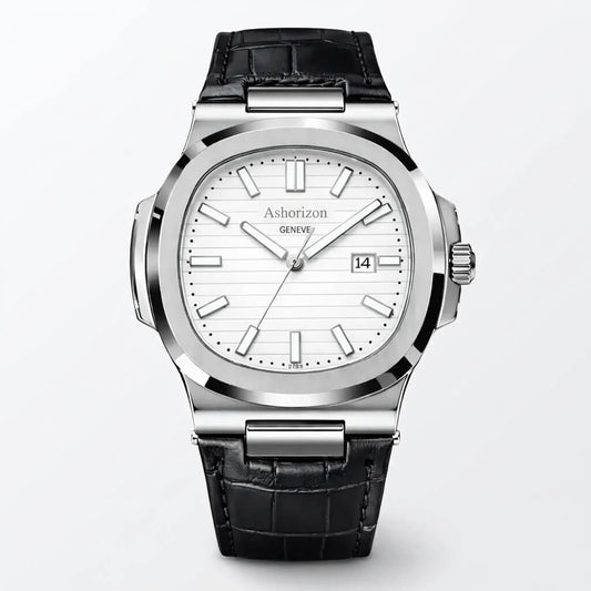 Patek Nautilus Leather Master Lock - Black-White