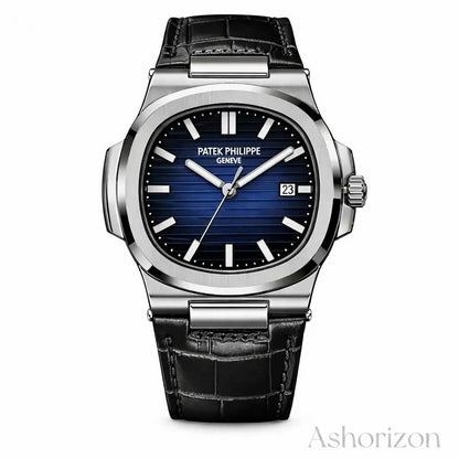 Patek Nautilus Leather Master Lock - Black Blue